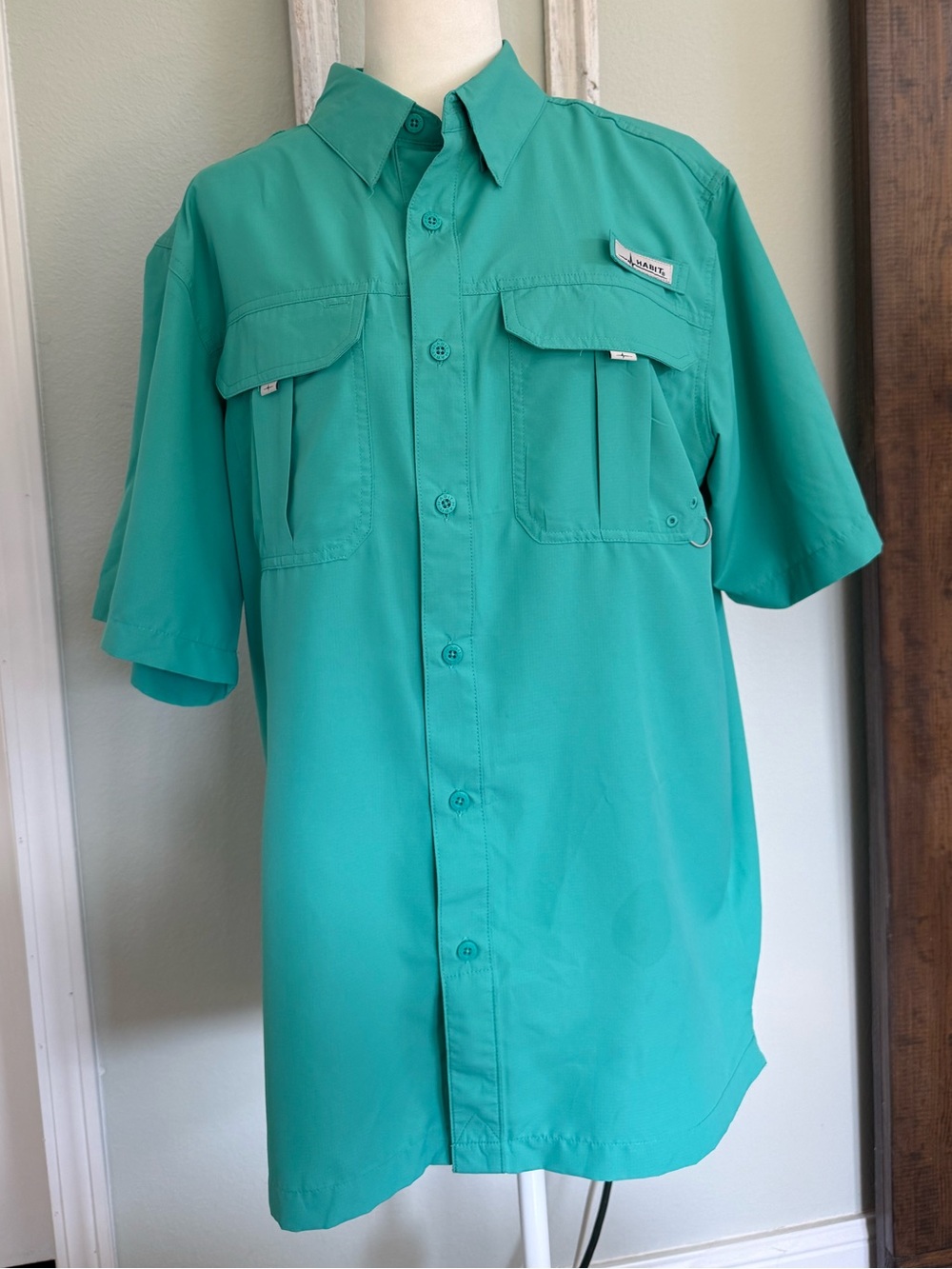 Habit Teal Short-Sleeve Casual Button-Down Shirt